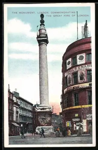 AK London, The Monument, Commemorating the Great Fire of London