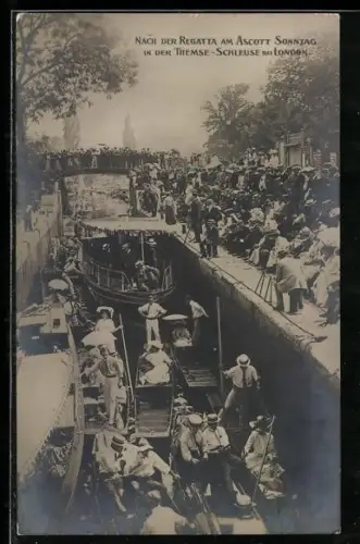 AK London, Nach der Regatta am Ascott Sonntag in der Themse-Schleuse