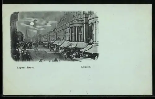 Mondschein-AK London, Regent Street