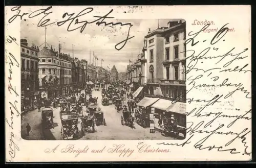 AK London, Regent Street, Weihnachtsgruss