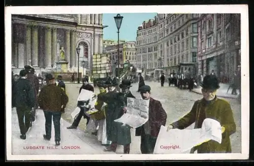 Künstler-AK Zeitungshändler in den Strassen von London