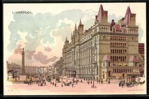 Lithographie Liverpool, Strassenpartie