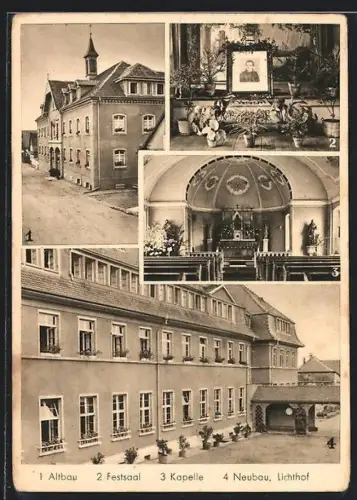 AK Schwarzach /Baden, St. Franziskusheim, Altbau, Festsaal, Kapelle, Neubau