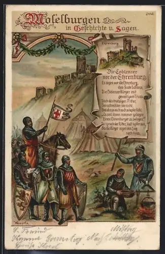 Lithographie Koblenz, Koblenzer vor der Ehrenburg