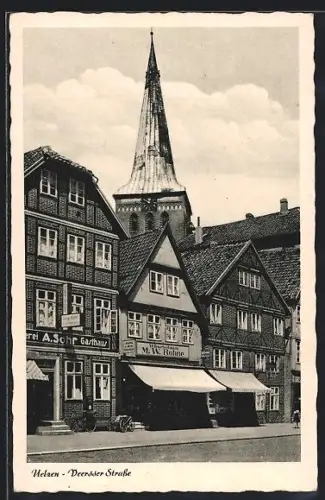 AK Uelzen, Veersser Strasse, Gasthaus A. Sohr, Wäschehaus M. W. Rohde