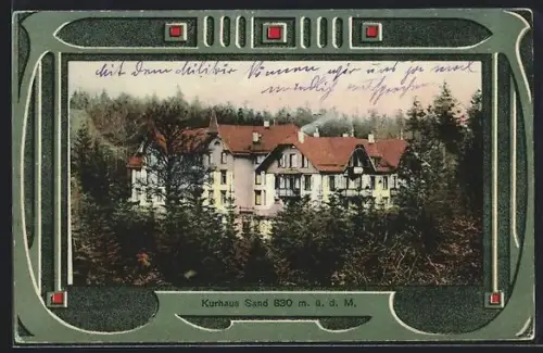 AK Sand, Kurhaus Sand in dekorativem Rahmen