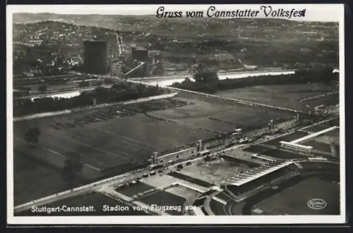AK Stuttgart-Cannstatt, Stadion vom Flugzeug aus