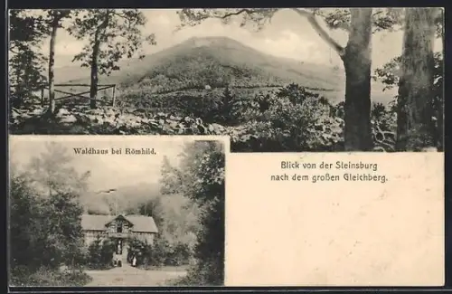 AK Römhild, Blick von der Steinsburg nach dem grossen Gleichberg