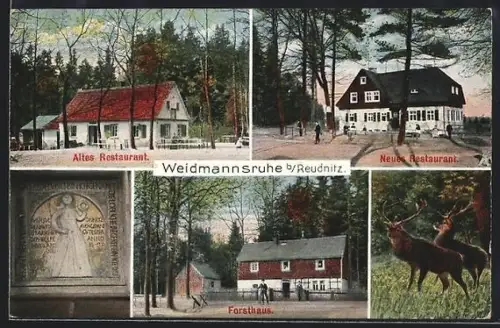 AK Weidmannsruhe b. Reudnitz, Altes Restaurant, Neues Restaurant, Forsthaus