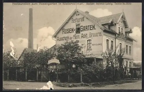 AK Niedervellmar, Restaurant zum Rosengarten Heinrich Ludwig