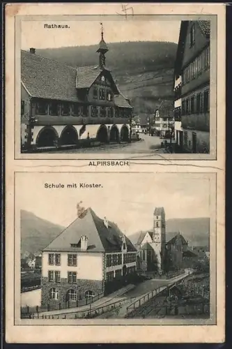 AK Alpirsbach, Partie am Rathaus und Schule mit Kloster