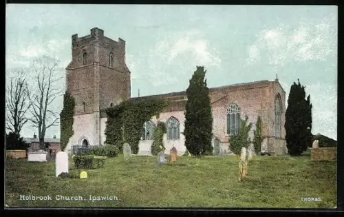 AK Holbrook /Ipswich, Church with graveyard