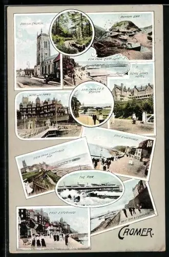 AK Cromer, Hotel de Paris, The Pier, East Esplanade