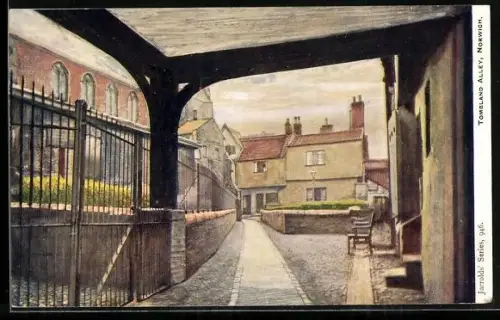 Künstler-AK Norwich, Tombland Alley