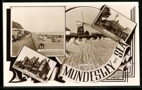 AK Mundesley-on-Sea, Paston Mill, The Beach & Promenade, Post Office