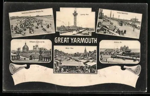 AK Great Yarmouth, Market Place, Britannia Pier, Wellington Gardens and Pier