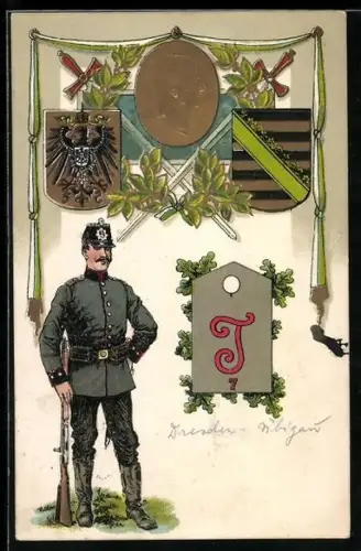 AK Schulterklappe eines Sächsischen Regiments