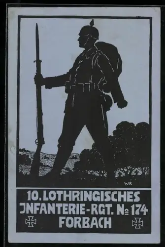 AK Forbach, 10. Lothringisches Infanterie-Regiment No. 174, Soldat in Uniform