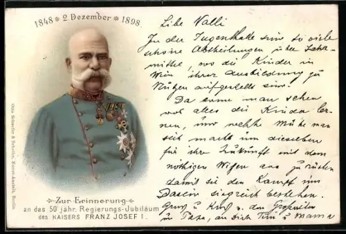 AK 50. Regierungs-Jubiläum von Kaiser Franz Josef I. von Österreich 1898
