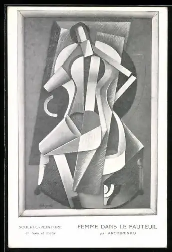 Künstler-AK sign. Archipenko: Femme dans la Fauteuil, Frauenportrait, Bauhaus