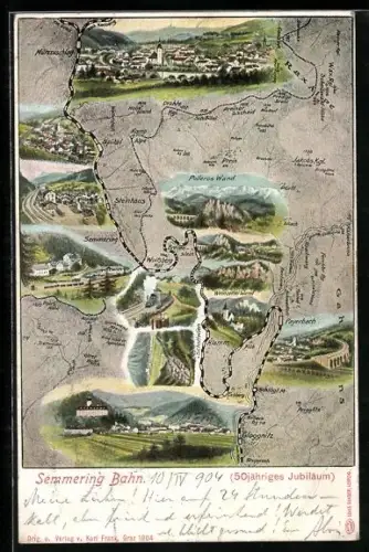 AK Semmering, Plan des Streckenverlaufs der Semmering-Bahn