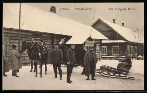 AK Lyntupy, Soldatenheim im Winter