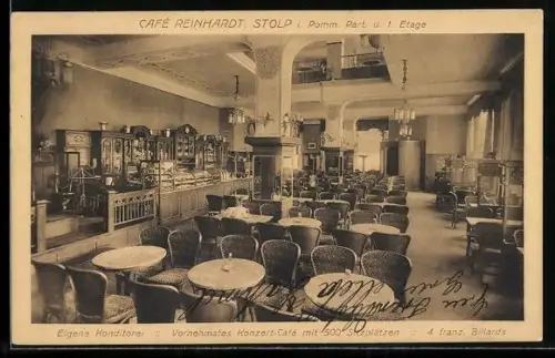AK Stolp i. Pom., Cafe Reinhardt, 1. Etage