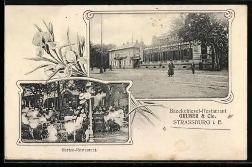 AK Strassburg i. Els., Restaurant Gruber & Cie, Garten-Restaurant