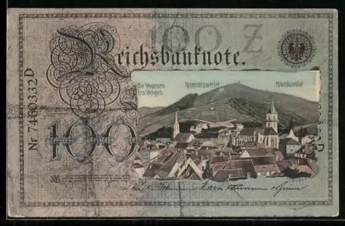 AK Rapporsweiler /Vogesen, Geldschein 100 Mark