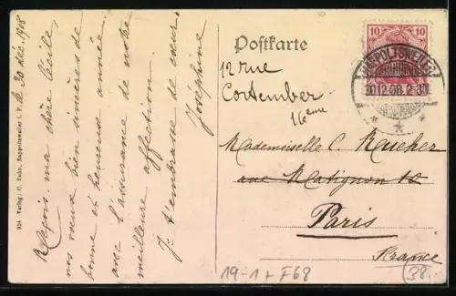 AK Rapporsweiler /Vogesen, Geldschein 100 Mark