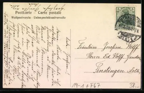 AK Strassburg, Münster, 20 Mark Geldschein