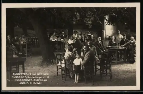 AK Nussdorf, Ausg`steckt bei Greiner, Restaurant in der Kahlenbergerstrasse 17