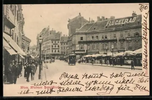 AK Wien, Belebte Partie in der Wiedner Hauptstrasse
