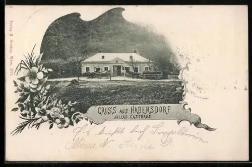 AK Wien, Hadersdorf, Jägers Gasthaus mit Kutsche