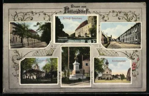 AK Pottendorf, Schloss Esterhazy, Kirche, Denkmal