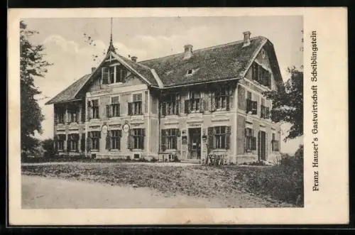 AK Klosterneuburg, Scheiblingstein, Franz Hausers Gastwirtschaft mit Strassenpartie