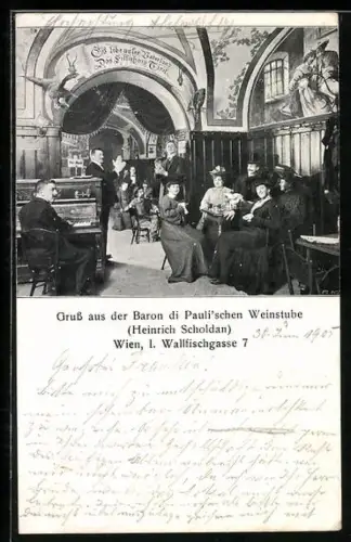 AK Wien, Baron di Pauli`schen Weinstube, Walfischgasse 7, Innenansicht