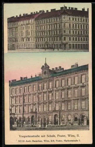 AK Wien, Vorgartenstrasse mit Schule