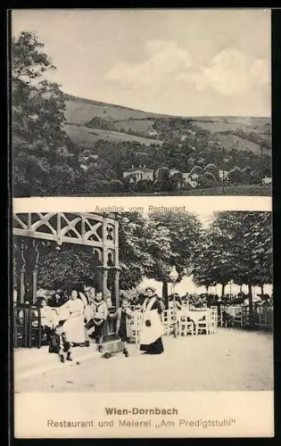 AK Wien, Dornbach, Restaurant und Meierei Am Predigtstuhl