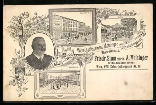 AK Wien, Hernals, Wein-Etablissement Meisinger, Kalvarienberggasse 12