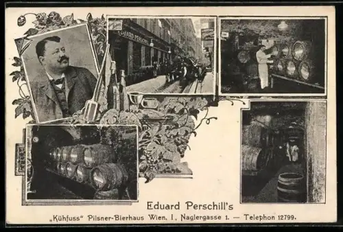 AK Wien, Eduard Perschill`s Kühfuss Pilsner-Bierhaus, Naglergasse 1