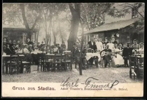 AK Stadlau, Adolf Traxlers Restaurant, Gastgarten