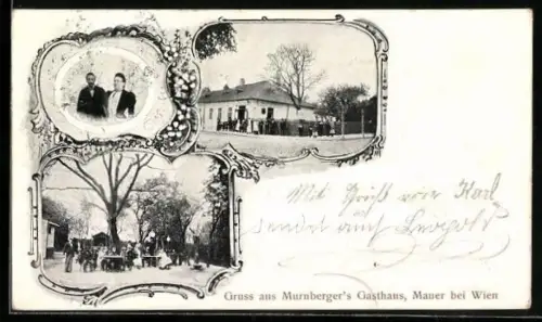 AK Mauer bei Wien, Murnberger`s Gasthaus mit Biergarten