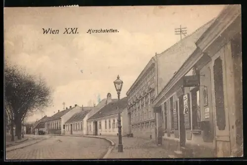 AK Wien, Hirschstetten, Strassenansicht mit Häusern