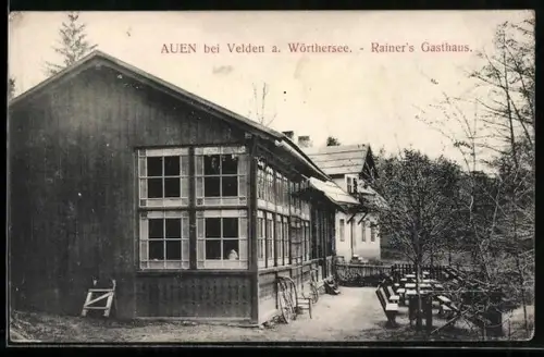 AK Schiefling am Wörthersee, Auen bei Velden, Rainers Gasthaus mit Garten