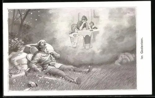 AK Österreichischer Soldat träumt von Frau und Kindern