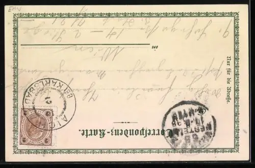 Lithographie Karlsbad, Etablissement Heiling mit Ruderbooten