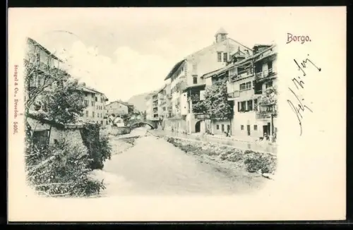 AK Borgo, Ortspartie mit Brücke