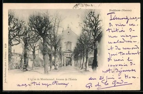 AK Poitiers, l`église de Montierneuf, avenue de l`Entrée