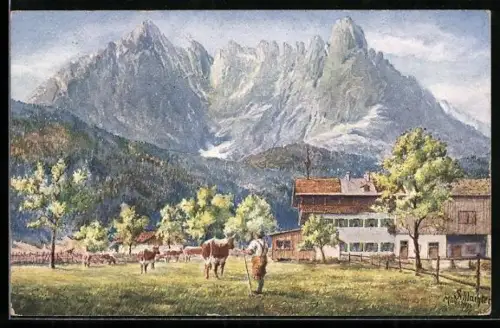 Künstler-AK Kirchdorf /Tirol, Gasthaus Griesenau